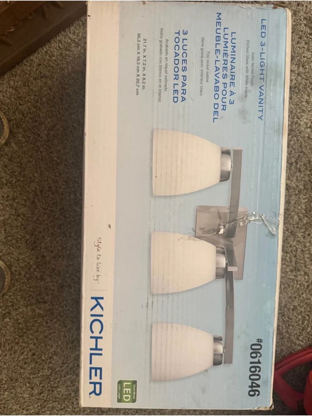 LED 3-Light Vanity Light in Brushed Nickel with White Glass Shades